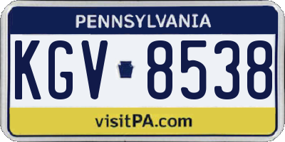 PA license plate KGV8538