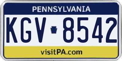 PA license plate KGV8542