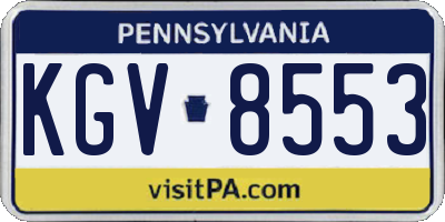 PA license plate KGV8553