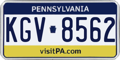 PA license plate KGV8562