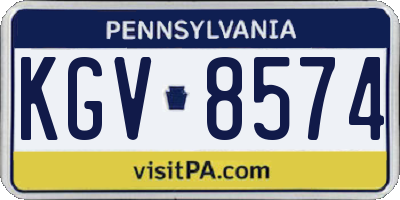 PA license plate KGV8574