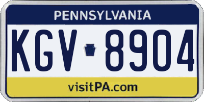 PA license plate KGV8904