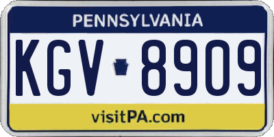 PA license plate KGV8909