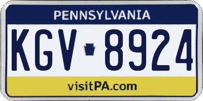 PA license plate KGV8924