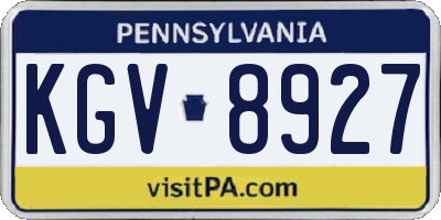 PA license plate KGV8927