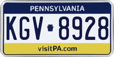 PA license plate KGV8928