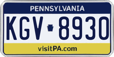 PA license plate KGV8930