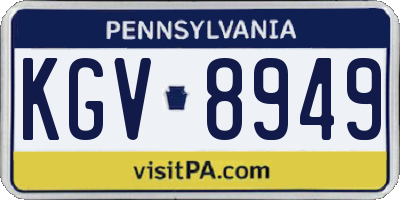 PA license plate KGV8949