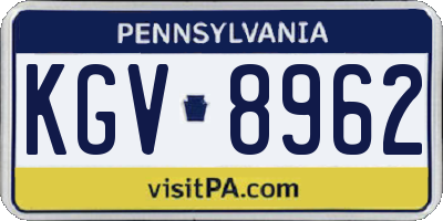 PA license plate KGV8962