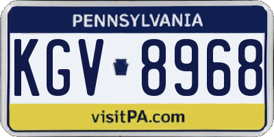 PA license plate KGV8968