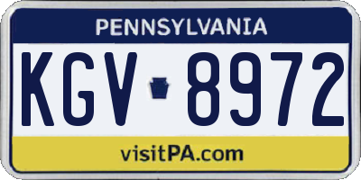 PA license plate KGV8972