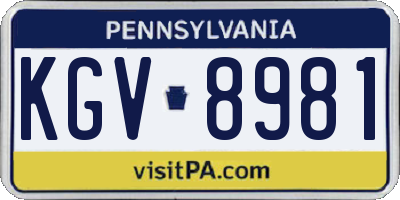 PA license plate KGV8981
