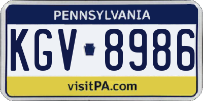 PA license plate KGV8986