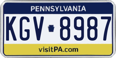 PA license plate KGV8987