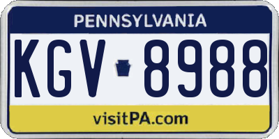 PA license plate KGV8988