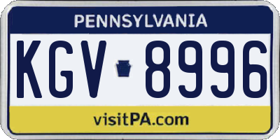 PA license plate KGV8996