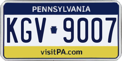 PA license plate KGV9007