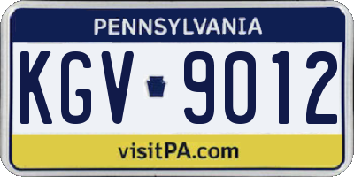 PA license plate KGV9012