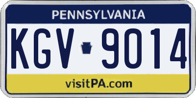 PA license plate KGV9014