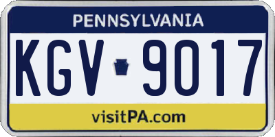 PA license plate KGV9017