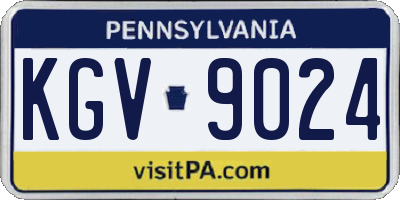 PA license plate KGV9024