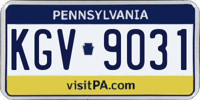 PA license plate KGV9031
