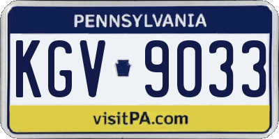 PA license plate KGV9033