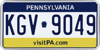 PA license plate KGV9049