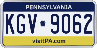 PA license plate KGV9062