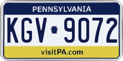 PA license plate KGV9072