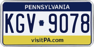 PA license plate KGV9078
