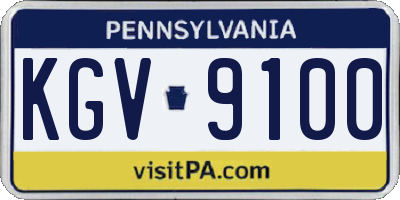 PA license plate KGV9100