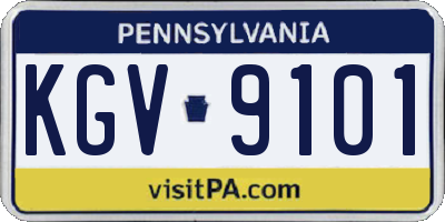 PA license plate KGV9101