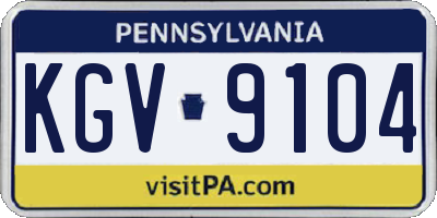 PA license plate KGV9104
