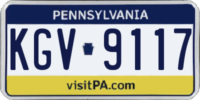 PA license plate KGV9117
