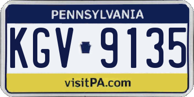 PA license plate KGV9135