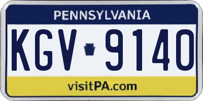 PA license plate KGV9140