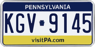PA license plate KGV9145