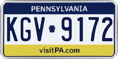 PA license plate KGV9172