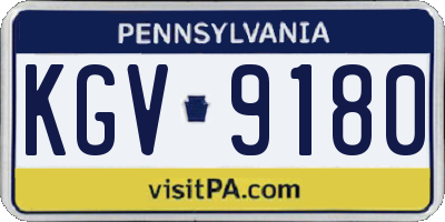 PA license plate KGV9180