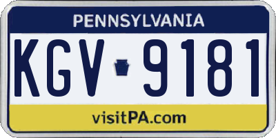 PA license plate KGV9181