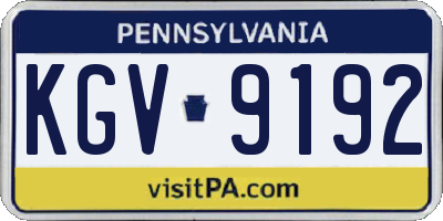 PA license plate KGV9192