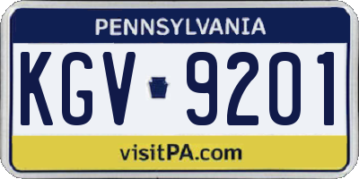 PA license plate KGV9201