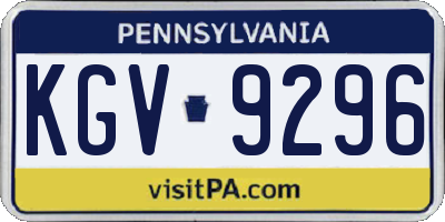 PA license plate KGV9296
