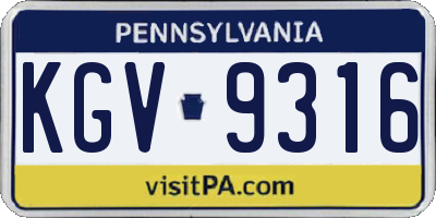 PA license plate KGV9316