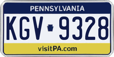 PA license plate KGV9328