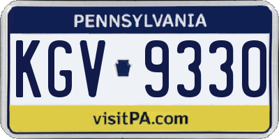 PA license plate KGV9330