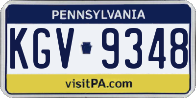 PA license plate KGV9348