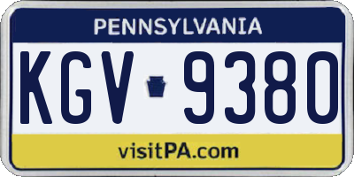 PA license plate KGV9380