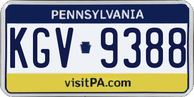 PA license plate KGV9388